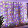 Instalatie de Craciun Tip Perdea Teno399, 320 LED-uri, 8 jocuri de lumini, alimentare la priza, fir alb, interior/exterior, rezistenta la apa, 3x3 m, multicolor