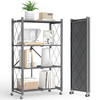 Raft Universal de Depozitare Teno2126, pe roti, pliabil, capacitate ridicata, din metal, 4 polite, organizare si depozitare, spatios, 119 cm, negru