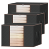 Set 3 Cutii pentru Depozitare si Organizare Mari Teno1035, pliabile, maner ranforsat si fereastra transparenta, pentru haine/paturi/ plapumi/ perne/ lenjerii de pat/jucarii, 105 L, 70x50x30 cm, negru
