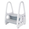 Scaunel Inaltator pentru Copii Teno34, multifunctional, doua trepte, suprafata anti-alunecare, manere laterale, pentru bucatarie/baie, tip scara, confortabil, sigur, alb
