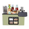 Organizator Multifunctional pentru Bucatarie Teno®, 4 Compartimente, raft condimente, suport detasabil telefon,tavita de scurgere, suport tacamuri/ustensile, verde deschis