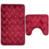 Set 2 Covorase de Baie Teno1018, anti-derapante, material moale, design modern, model romburi, 80x50 & 50x40cm, rosu