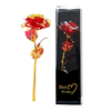 Trandafir Artizanal Teno1597, efect de cristal, aspect auriu, luminite LED cu baterii, rezistent, nemuritor, design realist, 22 x 13 cm, rosu