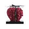 Inimioara din Trandafiri de Spuma Teno1612, floral burgundy, handmade, cutie transparenta, eleganta si naturala, nemuritoare, 17 cm