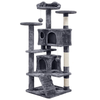 Ansamblu de Joaca pentru Pisici Teno629, tip turn, 3 platforme de observatie, 6 niveluri, 2 casute, scara, franghie si mingiuta de joaca, stalpi pentru zgariat, captuseala extra moale, structura stabila, 138.5 cm, gri inchis