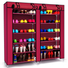 Pantofar din Material Textil pentru Incaltaminte Teno1488, impermeabil, 12 rafturi, inchidere fermoar, cadru otel, 108 cm, rosu