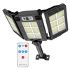 Lampa Solara Stradala 400 LED-uri Teno872, 3 capete, control prin telecomanda, senzor de miscare, 3 moduri de iluminare, protectie IP65, Waterproof, exterior, negru