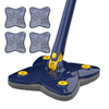 Mop cu Cap in Forma de Stea Teno552, rotire 360 grade, telescopic, curatare usoara, 4 lavete incluse, 123 cm, albastru/galben