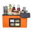 Organizator Multifunctional pentru Bucatarie Teno603, 4 Compartimente, raft condimente, suport detasabil telefon,tavita de scurgere, suport tacamuri/ustensile, portocaliu