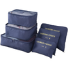 Set 6 Organizatoare Teno671, pentru calatorie, diferite marimi, bagaj de voiaj, valiza, troler, genti, haine, accesorii, inchidere cu fermoar dublu, plasa, albastru inchis