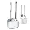 Set 2 Perii pentru Toaleta Teno 1107, perie de silicon, perie zimtata, cap flexibil, suport adeziv pentru montarea pe perete, curata orice tip de suprafata, alb/gri