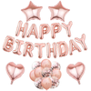 Set 27 Baloane Teno757, Litere, pentru Petreceri/Aniversari/Evenimente, confetti, stelute, inimioare, model HAPPY BIRTHDAY, rose gold