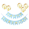 Set 5 Baloane cu Banner Teno1062, Confetti, pentru Petreceri/Aniversari/Evenimente, model HAPPY BIRTHDAY, albastru