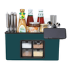Organizator Multifunctional pentru Bucatarie Teno®, 4 Compartimente, raft condimente, suport detasabil telefon,tavita de scurgere, suport tacamuri/ustensile, verde inchis