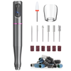 Pila Electrica Profesionala pentru Unghii Teno1139, freza wireless, 20000 RPM, indicator LED, manichiura-pedichiura, 6 capete pentru pila, 60 benzi de slefurie, portabila, gri