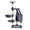 Ansamblu de Joaca pentru Pisici Teno631, tip turn, 1 platforma de observatie, 4 niveluri, 1 casuta, scara, franghie si mingiute de joaca, stalpi pentru zgariat, captuseala extra moale, structura stabila, 118 cm, gri inchis