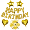 Set 27 Baloane Teno768, Litere, pentru Petreceri/Aniversari/Evenimente, confetti, stelute, inimioare, model HAPPY BIRTHDAY, gold