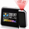 Ceas cu Proiector Multifunctional Teno1499, statie meteo, higrometru, wireless, afisaj digital, proiector rotativ la 180°, predictie vreme 12 ore, 15 x 11 x 2.5 cm, negru