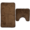 Set 2 Covorase de Baie Teno1016, anti-derapante, material moale, design modern, model hexagoane, 80x50 & 50x40cm, maro