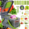 Feliator de Legume 22 in 1 Teno1635, multifunctional, 8 taieturi, accesorii pentru tocat, maruntit, feliat, julienne, separator de oua, lame de inox, caseorla de depozitare, manere , verde
