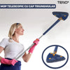Mop cu Cap Triunghiular Teno321, rotire 360 grade, telescopic, curatare usoara, 4 lavete incluse, 127 cm, albastru/galben