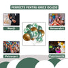 Set 15 Baloane Teno305, Model Frunze, pentru Petreceri/Aniversari/Evenimente, o singura dimensiune, 3 culori, latex, verde/auriu/transparent