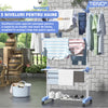 Uscator Vertical pentru Rufe si Haine Teno290, 3 niveluri, mobil, pliabil, pentru spatii mici, suport umerase, cadru rezistent, inaltime 175cm, albastru