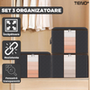 Set 3 Cutii pentru Depozitare si Organizare Mari Teno1035, pliabile, maner ranforsat si fereastra transparenta, pentru haine/paturi/ plapumi/ perne/ lenjerii de pat/jucarii, 105 L, 70x50x30 cm, negru