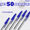 Set 50 de Pixuri Teno1508, tip ballpoint, material rezistent, durabile, rezistente in timp, cap 0.7 mm, scriere neteda cu uscare rapida, cu capac, corp de plastic, albastru
