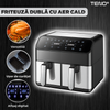 Friteuza Dubla Fara Ulei Air Fryer Teno1658, tehnologie smart sensing, programe smart chef automate, afisaj digital, capacitate 9 L, tehnologie de eliminare a grasimii, functie de pastrare la cald, tensiune alimentare 220-240 V, gri/negru