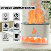 Difuzor Aromaterapie Teno®, efect flacara, 4 culori LED, capacitate 250ml, cristale de sare de himalaya, silentios, umidifica aerul, alb