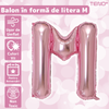 Balon in Forma de Litera M Teno1475, metalizat, pentru Petreceri/Aniversari/Evenimente, rezistent, folie, roz, 40 cm