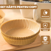 Set 800 Bucati Hartie de Copt pentru Air Fryer Teno764, friteuza, unica folosinta, , 20x16x4.5 cm ,rotund, maro