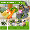 Feliator de Legume 22 in 1 Teno1635, multifunctional, 8 taieturi, accesorii pentru tocat, maruntit, feliat, julienne, separator de oua, lame de inox, caseorla de depozitare, manere , verde