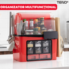 Organizator Multifunctional pentru Bucatarie Teno484,suport sticle, rafturi pentru condimente, cuier pentru ustensile, suport cutite, 46 x 26 x 43 cm, rosu