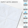 Set 10x Tapet 3D Teno842, suprafata acoperire 4.9 mp, autoadeziv, Model Romburi, perete/tavan, waterproof, usor de montat, design modern, 70x77 cm, alb