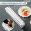 Dispenser de Bucatarie Teno1417, pentru folie alimentara/ folie de aluminiu/ hartie de copt, rezistent, montare usoara cu ventuze, compatibil cu diverse dimensiuni de role, alb
