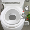 Reductor WC Copii Teno648, suprafata antiderapanta, confortabil, protectie impotriva stropilor, compatibilitate universala, inel de prindere, portabil, alb/gri