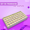 Set 50 de Trandafiri din Sapun Teno1602, flori cu aspect natural, cutie de depozitare inclusa, ideali pentru orice ocazie, design elegant, mov/crem