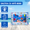 Saltea cu Apa pentru Bebelusi Teno1206, centru de activitati si joaca, gonflabila, umpluta cu lichid, jucarii senzoriale tip animale marine, design distractiv, albastru