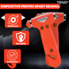 Set 2 Dispozitive de Spart Geamul Teno1066 tip ciocan, doua capete, cutter pentru taiat centura, protectie anti-taieturi, carcasa inclusa, rosu