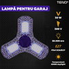 Lampa LED cu 3 Brate Mobile Teno1651, 3 aripi pliabile, 36 LED-uri, flux luminos 3000LM, lumina alba rece 6000-6500K, bec iluminare pentru interior garaj/depozit/atelier, albastru