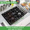 Set 4 Folii Protectie Teflon Teno88, pentru aragaz sau plita, detasabile, ajustabile, usor de curatat, anti-aderente, negru