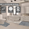 Set 2 Covorase de Baie Teno1015, anti-derapante, material moale, design modern, model floral, 80x50 & 50x40cm, gri
