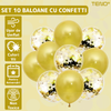Set 10 Baloane Teno769, Confeti, pentru Petreceri/Aniversari/Evenimente, o singura dimensiune, 2 culori, latex, gold