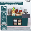 Organizator Multifunctional pentru Bucatarie Teno®, 4 Compartimente, raft condimente, suport detasabil telefon,tavita de scurgere, suport tacamuri/ustensile, verde inchis