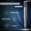 Pila Electrica Profesionala pentru Unghii Teno1139, freza wireless, 20000 RPM, indicator LED, manichiura-pedichiura, 6 capete pentru pila, 60 benzi de slefurie, portabila, gri