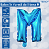 Balon in Forma de Litera M Teno1478, metalizat, pentru Petreceri/Aniversari/Evenimente, rezistent, folie, albastru, 40 cm