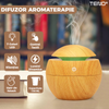 Difuzor Aromaterapie Teno1464, forma de sfera, 7 culori LED, lumini dinamice, control tactil, capacitate 130ml, silentios, rezerva inclusa, umidifica aerul, stejar deschis