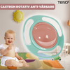 Castron Rotativ cu Protectie Anti-Varsare pentru Copii Teno1572, rotatie 360 grade, fara BPA, 18 cm, turcoaz/bej